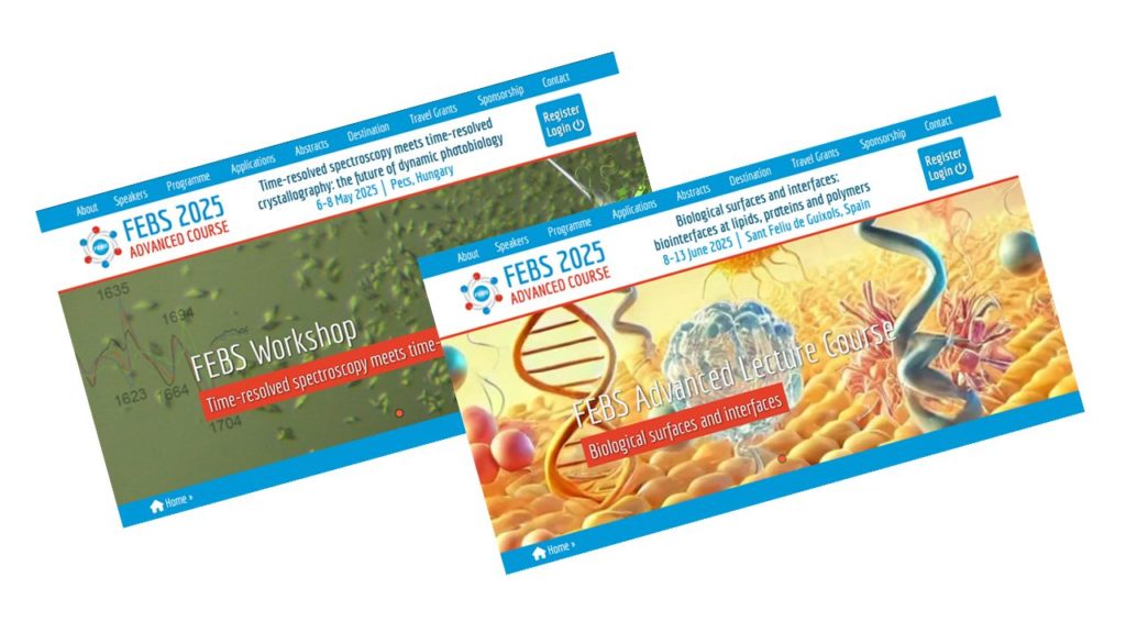 Two screengrabs of websites of FEBS Advanced Courses.