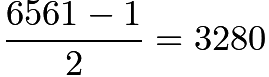 $\frac{6561-1}{2}=3280$