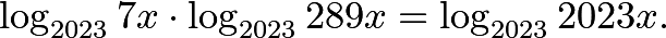 \[\log_{2023}7x\cdot \log_{2023}289x=\log_{2023}2023x.\]