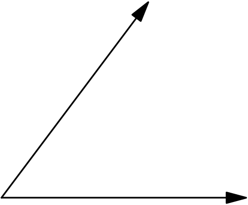 [asy] draw((0,0)--(3,4),EndArrow); draw((0,0)--(5,0),EndArrow); [/asy]