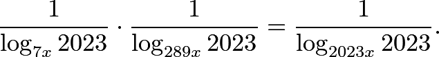 \[\frac{1}{\log_{7x}2023}\cdot \frac{1}{\log_{289x}2023}=\frac{1}{\log_{2023x}2023}.\]