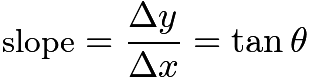 $\text{slope}=\dfrac{\Delta y}{\Delta x}=\tan \theta$