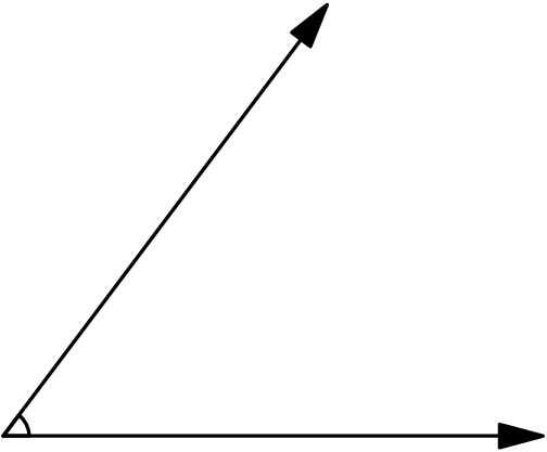 [asy] import olympiad; draw((0,0)--(3,4),EndArrow); draw((0,0)--(5,0),EndArrow); draw(anglemark((5,0),(0,0),(3,4))); [/asy]