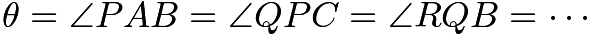 $\theta = \angle PAB=\angle QPC=\angle RQB=\cdots$