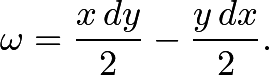 \[\omega=\frac{x\,dy}{2}-\frac{y\,dx}{2}.\label{omega}\]