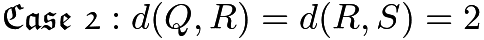 $\mathfrak{Case} \ \mathfrak{2}: d(Q,R) = d(R,S) = 2$