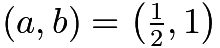 $(a,b)=\left(\tfrac12,1\right)$