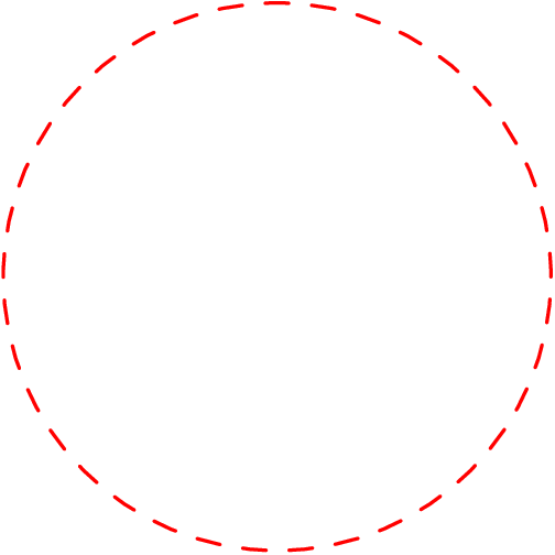 [asy] path u=unitcircle; pen p=red+dashed; draw(u,p); [/asy]