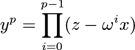 $y^p=\prod_{i=0}^{p-1}(z-\omega^ix)$