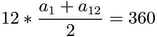 $12*\frac{a_1+a_{12}}{2}=360$