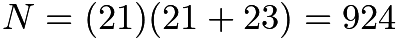 $N = (21)(21 + 23) = 924$