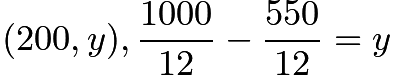 $(200, y), \frac{1000}{12}-\frac{550}{12}=y$