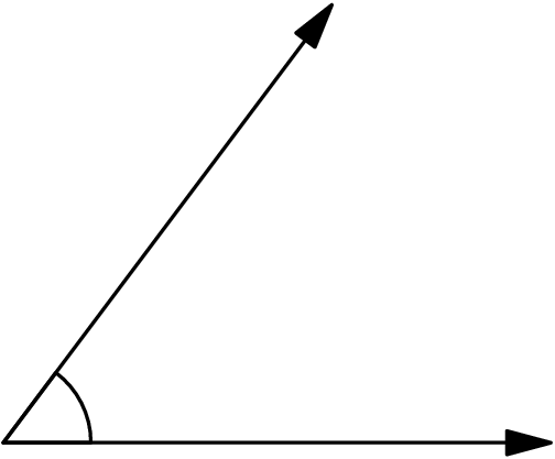 [asy] import olympiad; draw((0,0)--(3,4),EndArrow); draw((0,0)--(5,0),EndArrow); markscalefactor=0.1; draw(anglemark((5,0),(0,0),(3,4))); [/asy]